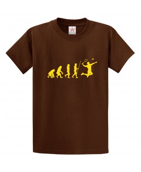 Evolution Badminton Classic Unisex Kids and Adults T-Shirt For Badminton Fans